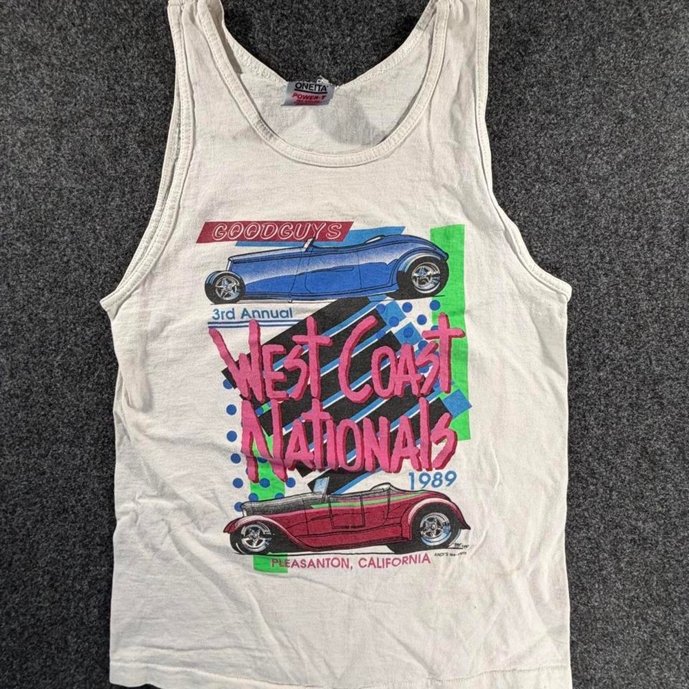Vintage 1989 Oneita Goodguys 3rd West Coast Nationals Tank Top Small White
